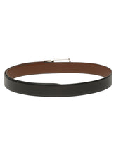 Load image into Gallery viewer, Teakwood Men's Premium Genuine Leather 2-in-1 Reversible Belt | Black &amp; Brown Crosshatch Textured Finish | Silver Radius Pin Buckle | Adjustable 35 mm Dress Belt for Formal, Casual, Office &amp; Business Wear
