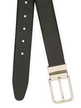 Load image into Gallery viewer, Teakwood Men's Premium Genuine Leather 2-in-1 Reversible Belt | Black &amp; Brown Crosshatch Textured Finish | Silver Radius Pin Buckle | Adjustable 35 mm Dress Belt for Formal, Casual, Office &amp; Business Wear
