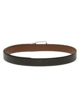 Load image into Gallery viewer, Teakwood Men's Premium Genuine Leather 2-in-1 Reversible Belt | Black &amp; Brown Crosshatch Textured Finish | Silver Linear Edge Pin Buckle | Adjustable 35 mm Dress Belt for Formal, Casual, Office &amp; Business Wear
