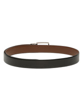 Load image into Gallery viewer, Teakwood Men's Premium Genuine Leather 2-in-1 Reversible Belt | Black &amp; Brown Crosshatch Textured Finish | Nickle Black Linear Edge Pin Buckle | Adjustable 35 mm Dress Belt for Formal, Casual, Office &amp; Business Wear
