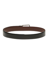 Load image into Gallery viewer, Teakwood Men's Premium Genuine Leather 2-in-1 Reversible Belt | Black &amp; Brown Natural Grain Leather Finish |Silver Slim Frame Pin Buckle | Adjustable 35 mm Dress Belt for Formal, Casual, Office &amp; Business Wear
