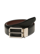 Load image into Gallery viewer, Teakwood Men's Premium Genuine Leather 2-in-1 Reversible Belt | Black &amp; Brown Natural Grain Leather Finish |Silver Slim Frame Pin Buckle | Adjustable 35 mm Dress Belt for Formal, Casual, Office &amp; Business Wear
