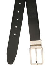 Load image into Gallery viewer, Teakwood Men's Premium Genuine Leather 2-in-1 Reversible Belt | Black &amp; Brown Natural Grain Leather Finish |Silver Slim Frame Pin Buckle | Adjustable 35 mm Dress Belt for Formal, Casual, Office &amp; Business Wear
