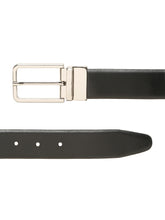 Load image into Gallery viewer, Teakwood Men's Premium Genuine Leather 2-in-1 Reversible Belt | Black &amp; Brown Natural Grain Leather Finish |Silver Slim Frame Pin Buckle | Adjustable 35 mm Dress Belt for Formal, Casual, Office &amp; Business Wear
