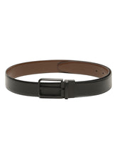 Load image into Gallery viewer, Teakwood Men's Premium Genuine Leather 2-in-1 Reversible Belt | Black &amp; Brown Pebble Grain Leather Finish | Matte Black Radius Pin Buckle | Adjustable 35 mm Dress Belt for Formal, Casual, Office &amp; Business Wear

