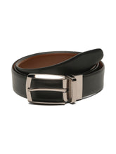 Load image into Gallery viewer, Teakwood Men's Premium Genuine Leather 2-in-1 Reversible Belt | Black &amp; Brown Crosshatch Textured Finish | Nickle Black Contour Pin Buckle | Adjustable 35 mm Dress Belt for Formal, Casual, Office &amp; Business Wear
