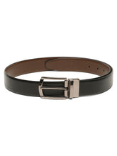 Load image into Gallery viewer, Teakwood Men's Premium Genuine Leather 2-in-1 Reversible Belt | Black &amp; Brown Natural Grain Leather Finish |Nickel Black Classic Tapered Pin Buckle | Adjustable 35 mm Dress Belt for Formal, Casual, Office &amp; Business Wear
