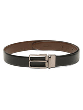 Load image into Gallery viewer, Teakwood Men's Premium Genuine Leather 2-in-1 Reversible Belt | Black &amp; Brown Natural Grain Leather Finish /Nickel black  Classic Angular Pin Buckle | Adjustable 35 mm Dress Belt for Formal, Casual, Office &amp; Business Wear
