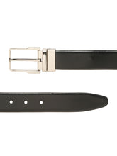 Load image into Gallery viewer, Teakwood Men's Premium Genuine Leather 2-in-1 Reversible Belt | Black &amp; Brown Natural Grain Leather Finish /Silver  Classic Angular Pin Buckle | Adjustable 35 mm Dress Belt for Formal, Casual, Office &amp; Business Wear
