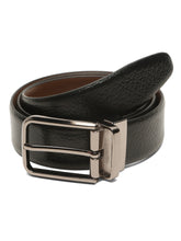 Load image into Gallery viewer, Teakwood Men's Premium Genuine Leather 2-in-1 Reversible Belt | Black &amp; Brown Pebble Grain Leather Finish | Nickel Black Radius Pin Buckle | Adjustable 35 mm Dress Belt for Formal, Casual, Office &amp; Business Wear
