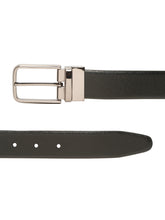 Load image into Gallery viewer, Teakwood Men's Premium Genuine Leather 2-in-1 Reversible Belt | Black &amp; Brown Pebble Grain Leather Finish | Nickel Black Radius Pin Buckle | Adjustable 35 mm Dress Belt for Formal, Casual, Office &amp; Business Wear
