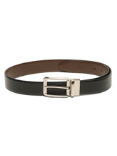 Load image into Gallery viewer, Teakwood Men's Premium Genuine Leather 2-in-1 Reversible Belt | Black &amp; Brown Natural Grain Leather Finish |Silver  Classic Tapered Pin Buckle | Adjustable 35 mm Dress Belt for Formal, Casual, Office &amp; Business Wear
