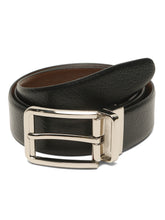 Load image into Gallery viewer, Teakwood Men's Premium Genuine Leather 2-in-1 Reversible Belt | Black &amp; Brown Natural Grain Leather Finish |Silver  Classic Tapered Pin Buckle | Adjustable 35 mm Dress Belt for Formal, Casual, Office &amp; Business Wear
