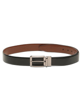 Load image into Gallery viewer, Teakwood Men's Premium Genuine Leather 2-in-1 Reversible Belt | Black &amp; Brown Natural Grain Leather Finish | Nickel Black Classic Edge Pin Buckle | Adjustable 35 mm Dress Belt for Formal, Casual, Office &amp; Business Wear
