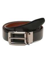 Load image into Gallery viewer, Teakwood Men's Premium Genuine Leather 2-in-1 Reversible Belt | Black &amp; Brown Natural Grain Leather Finish | Nickel Black Classic Edge Pin Buckle | Adjustable 35 mm Dress Belt for Formal, Casual, Office &amp; Business Wear
