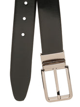 Load image into Gallery viewer, Teakwood Men's Premium Genuine Leather 2-in-1 Reversible Belt | Black &amp; Brown Natural Grain Leather Finish | Nickel Black Classic Edge Pin Buckle | Adjustable 35 mm Dress Belt for Formal, Casual, Office &amp; Business Wear
