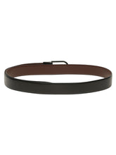 Load image into Gallery viewer, Teakwood Men's Premium Genuine Leather 2-in-1 Reversible Belt | Black &amp; Brown Crosshatch Textured Leather | Matte Black Rectangular Pin Buckle | Adjustable 35 mm Dress Belt for Formal, Casual, Office &amp; Business Wear
