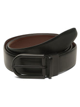 Load image into Gallery viewer, Teakwood Men's Premium Genuine Leather 2-in-1 Reversible Belt | Black &amp; Brown Crosshatch Textured Leather | Matte Black Rectangular Pin Buckle | Adjustable 35 mm Dress Belt for Formal, Casual, Office &amp; Business Wear
