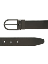 Load image into Gallery viewer, Teakwood Men's Premium Genuine Leather 2-in-1 Reversible Belt | Black &amp; Brown Crosshatch Textured Leather | Matte Black Rectangular Pin Buckle | Adjustable 35 mm Dress Belt for Formal, Casual, Office &amp; Business Wear
