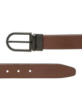 Load image into Gallery viewer, Teakwood Men's Premium Genuine Leather 2-in-1 Reversible Belt | Black &amp; Brown Crosshatch Textured Leather | Matte Black Rectangular Pin Buckle | Adjustable 35 mm Dress Belt for Formal, Casual, Office &amp; Business Wear
