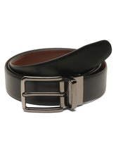 Load image into Gallery viewer, Teakwood Men's Premium Genuine Leather 2-in-1 Reversible Belt | Black &amp; Brown Natural Grain Leather Finish |Polished Nickel Black Pin Buckle | Adjustable 35 mm Dress Belt for Formal, Casual, Office &amp; Business Wear
