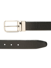 Load image into Gallery viewer, Teakwood Men's Premium Genuine Leather 2-in-1 Reversible Belt | Black &amp; Brown Pebble Grain Leather Finish | Silver Radius Pin Buckle | Adjustable 35 mm Dress Belt for Formal, Casual, Office &amp; Business Wear
