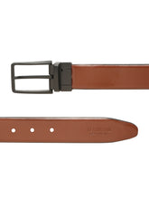 Load image into Gallery viewer, Teakwood Men's Premium Genuine Leather 2-in-1 Reversible Belt | Black &amp; Brown Fine Leather Finish | Matte Black Linear Edge Pin Buckle | Adjustable 35 mm Dress Belt for Formal, Casual, Office &amp; Business Wear
