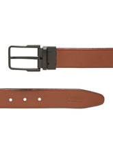 Load image into Gallery viewer, Teakwood Men's Premium Genuine Leather 2-in-1 Reversible Belt | Black &amp; Brown Natural Grain Leather Finish |Matte  black   Classic Angular Pin Buckle | Adjustable 35 mm Dress Belt for Formal, Casual, Office &amp; Business Wear
