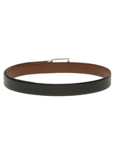 Load image into Gallery viewer, Teakwood Men's Premium Genuine Leather 2-in-1 Reversible Belt | Black &amp; Brown Crosshatch Textured Leather | Silver Rectangular Pin Buckle | Adjustable 35 mm Dress Belt for Formal, Casual, Office &amp; Business Wear
