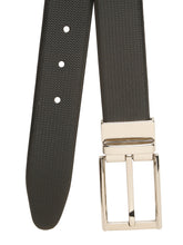 Load image into Gallery viewer, Teakwood Men's Premium Genuine Leather 2-in-1 Reversible Belt |  Black &amp; Brown Fine Leather Finish |  Silver  Rounded Rectangular Pin Buckle | Adjustable 35 mm Dress Belt for Formal, Casual, Office &amp; Business Wear
