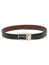 Load image into Gallery viewer, Teakwood Men's Premium Genuine Leather 2-in-1 Reversible Belt | Black &amp; Brown Natural Grain Leather Finish |Silver  Classic Angular Pin Buckle | Adjustable 35 mm Dress Belt for Formal, Casual, Office &amp; Business Wear
