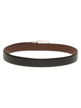 Load image into Gallery viewer, Teakwood Men's Premium Genuine Leather 2-in-1 Reversible Belt | Black &amp; Brown Natural Grain Leather Finish |Silver  Classic Angular Pin Buckle | Adjustable 35 mm Dress Belt for Formal, Casual, Office &amp; Business Wear
