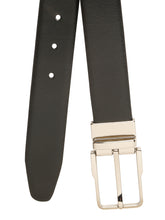 Load image into Gallery viewer, Teakwood Men's Premium Genuine Leather 2-in-1 Reversible Belt | Black &amp; Brown Natural Grain Leather Finish |Silver  Classic Angular Pin Buckle | Adjustable 35 mm Dress Belt for Formal, Casual, Office &amp; Business Wear
