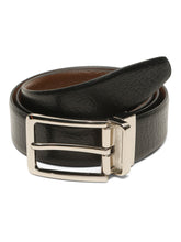Load image into Gallery viewer, Teakwood Men's Premium Genuine Leather 2-in-1 Reversible Belt | Black &amp; Brown Pebble Grain Leather Finish | Silver Linear Pin Buckle | Adjustable 35 mm Dress Belt for Formal, Casual, Office &amp; Business Wear
