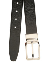 Load image into Gallery viewer, Teakwood Men's Premium Genuine Leather 2-in-1 Reversible Belt | Black &amp; Brown Pebble Grain Leather Finish | Silver Linear Pin Buckle | Adjustable 35 mm Dress Belt for Formal, Casual, Office &amp; Business Wear

