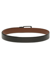 Load image into Gallery viewer, Teakwood Men's Premium Genuine Leather 2-in-1 Reversible Belt | Black &amp; Brown Crosshatch Textured Finish | Matte Black Linear Pin Buckle | Adjustable 35 mm Dress Belt for Formal, Casual, Office &amp; Business Wear
