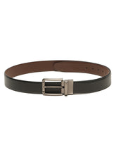 Load image into Gallery viewer, Teakwood Men's Premium Genuine Leather 2-in-1 Reversible Belt | Black &amp; Brown Natural Grain Leather Finish |Linear Brushed Pin Buckle | Adjustable 35 mm Dress Belt for Formal, Casual, Office &amp; Business Wear
