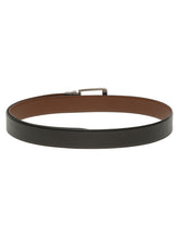 Load image into Gallery viewer, Teakwood Men's Premium Genuine Leather 2-in-1 Reversible Belt | Black &amp; Brown Crosshatch Textured Finish | Brushed Square Rectangular Pin Buckle | Adjustable 35 mm Dress Belt for Formal, Casual, Office &amp; Business Wear

