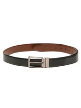 Load image into Gallery viewer, Teakwood Men's Premium Genuine Leather 2-in-1 Reversible Belt | Black &amp; Brown Fine Leather Finish | Nickel Black Refined Slim Frame Pin Buckle | Adjustable 35 mm Dress Belt for Formal, Casual, Office &amp; Business Wear
