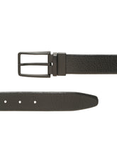 Load image into Gallery viewer, Teakwood Men's Premium Genuine Leather 2-in-1 Reversible Belt | Black &amp; Brown Pebble Grain Leather Finish | Matte Black Linear Edge Pin Buckle | Adjustable 35 mm Dress Belt for Formal, Casual, Office &amp; Business Wear

