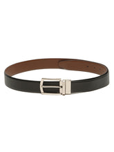 Load image into Gallery viewer, Teakwood Men's Premium Genuine Leather 2-in-1 Reversible Belt | Black &amp; Brown Natural Grain Leather Finish |Silver  Classic Angular Pin Buckle | Adjustable 35 mm Dress Belt for Formal, Casual, Office &amp; Business Wear

