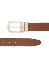 Load image into Gallery viewer, Teakwood Men's Premium Genuine Leather 2-in-1 Reversible Belt | Black &amp; Brown Crosshatch Textured Finish | Silver  Classic Curved Pin Buckle | Adjustable 35 mm Dress Belt for Formal, Casual, Office &amp; Business Wear
