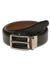 Load image into Gallery viewer, Teakwood Men's Premium Genuine Leather 2-in-1 Reversible Belt | Black &amp; Brown Crosshatch Textured Leather | Nickal Black Rectangular Pin Buckle | Adjustable 35 mm Dress Belt for Formal, Casual, Office &amp; Business Wear
