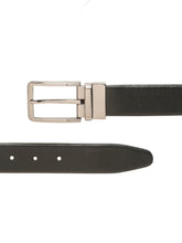 Load image into Gallery viewer, Teakwood Men's Premium Genuine Leather 2-in-1 Reversible Belt | Black &amp; Brown Crosshatch Textured Leather | Nickal Black Rectangular Pin Buckle | Adjustable 35 mm Dress Belt for Formal, Casual, Office &amp; Business Wear

