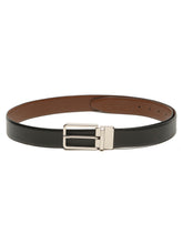 Load image into Gallery viewer, Teakwood Men's Premium Genuine Leather 2-in-1 Reversible Belt | Black &amp; Brown Natural Grain Leather Finish | Silver Slim Frame Pin Buckle | Adjustable 35 mm Dress Belt for Formal, Casual, Office &amp; Business Wear
