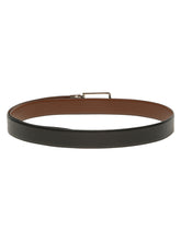 Load image into Gallery viewer, Teakwood Men's Premium Genuine Leather 2-in-1 Reversible Belt | Black &amp; Brown Natural Grain Leather Finish | Silver Slim Frame Pin Buckle | Adjustable 35 mm Dress Belt for Formal, Casual, Office &amp; Business Wear
