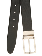 Load image into Gallery viewer, Teakwood Men's Premium Genuine Leather 2-in-1 Reversible Belt | Black &amp; Brown Natural Grain Leather Finish | Silver Slim Frame Pin Buckle | Adjustable 35 mm Dress Belt for Formal, Casual, Office &amp; Business Wear
