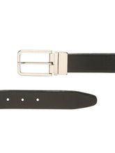 Load image into Gallery viewer, Teakwood Men's Premium Genuine Leather 2-in-1 Reversible Belt | Black &amp; Brown Natural Grain Leather Finish | Silver Slim Frame Pin Buckle | Adjustable 35 mm Dress Belt for Formal, Casual, Office &amp; Business Wear
