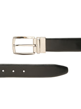 Load image into Gallery viewer, Teakwood Men's Premium Genuine Leather 2-in-1 Reversible Belt | Black &amp; Brown Fine Leather Finish | Silver Contour Pin Buckle | Adjustable 35 mm Dress Belt for Formal, Casual, Office &amp; Business Wear
