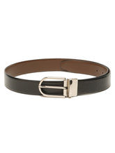 Load image into Gallery viewer, Teakwood Men's Premium Genuine Leather 2-in-1 Reversible Belt | Black &amp; Brown Crosshatch Textured Leather | Silver  Rectangular Pin Buckle | Adjustable 35 mm Dress Belt for Formal, Casual, Office &amp; Business Wear
